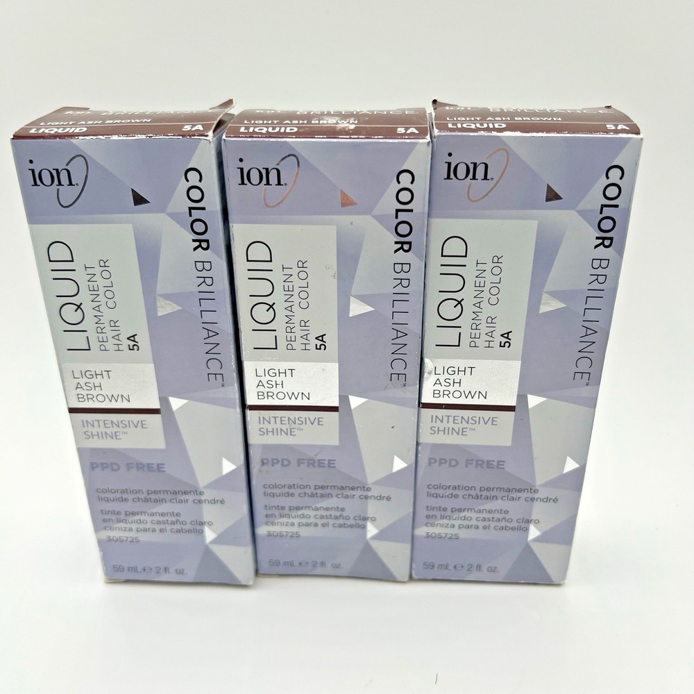 Color Brilliance by ion 5A Light Ash Brown Permanent Liquid Hair Color 2 OZ 3pc